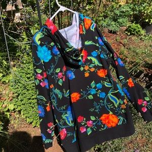Jason Wu hoodie sweatshirt rich floral on black. Sz S